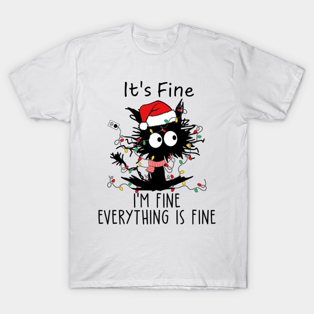 Black Cat Christmas Mess T-Shirt by ThriceCursedPod